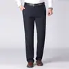 Frete Grátis em Algumas ÁreasCalça Social com Dois Bolsos para Homens, Calça Longa para Homens de Meia-Idade e Idosos, Cintura Elástica, Calça Relaxada Estilo Pai