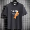 Camiseta de Verano de Manga Corta Transfronteriza para Hombre, Cuello Redondo, Top Moderno con Estampado Estilo Ins, Talla Grande Versátil de Media Manga para Hombre, Camiseta Base