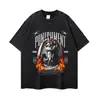 Unissex Manga Longa Oversized Caimento Solto Tamanho Grande Estampa Anjo Flamejante Estilo Vintage Marca da Moda Comércio Exterior Manga Curta