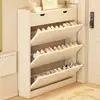 Zapatero de madera maciza, ultradelgado, con tapa abatible, diseño simple y moderno, adecuado para uso doméstico, un mueble de almacenamiento combinado para la entrada, montado en la pared y un zapatero
