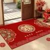 Capacho vermelho festivo para recém-casados, adequado para se mudar para uma casa nova, durável, resistente a manchas e fácil de limpar, com superfície antiderrapante e resistente ao desgaste