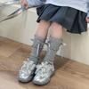 2026 Verão Novos Sapatos Infantis Meninas Tênis com Laço de Pérola e Flor Rede Única Respirável Sapatos de Treinamento Princesa