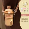 Taza de Vidrio Rebotante de Dibujos Animados de Gran Capacidad, Portátil, Alto Atractivo Estético para Niñas, con Correa Linda, Regalo Promocional