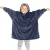 Manta vestível com capuz e mangas, manta de flanela quente para TV, manta para cochilo em casa, manta com capuz para crianças
