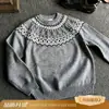 Suéter de punto Fair Isle Negro Cleanfit para Hombres y Mujeres, Estilo Old Money Otoño e Invierno, Suéter Forrado de Felpa, Punto Grueso para Parejas