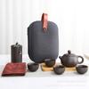 Juego de Té Completo para Viaje con Una Tetera y Cuatro Tazas, Juego Portátil para Exteriores de Arcilla Púrpura, Taza Rápida, Logo, Té Kung Fu para Negocios