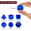Conjunto Azul Safira de Vidro Fosco Jogo Dungeons and Dragons Dnd Rpg Dados de Cristal Multifacetados Quebra-Cabeça