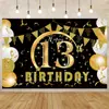 Fondo de tela negro dorado para cumpleaños de 10 años pancarta de cumpleaños cortina decoración de fiesta de cumpleaños suministros decoración de fondo para fotos