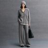 Pantalones Casuales de Pierna Ancha para Otoño e Invierno, Cachemir Suave y Holgado para Mujer, Estilo Urbano Simple y Versátil para el Trabajo, Pantalones de Cachemir