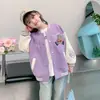 Jaqueta de Baseball para Meninas Outono 2026 Nova Estilosa Roupa Infantil Estilo Outono para Menininha Roupa Esportiva Roupas de Outono Infantis Jaqueta