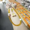 Cadena de Teléfono Colgante de Caqui de Nuevo Estilo para la Buena Suerte, Amuleto de Buena Suerte, Llavero de Pulsera con Cuentas de Cristal Fresco de Verano