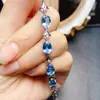 Venta al por mayor de fábrica Popular Pulsera de Topacio Natural Plata S925 Incrustada Piedra Principal 6*8 Joyería de Lujo Venta Directa de Fábrica
