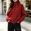 Cárdigan de Punto con Cremallera, Cuello Alto, Doble Botonadura, Nuevo, Transfronterizo Europeo y Americano, Suéter Holgado tipo Abrigo, Cárdigan para Mujer, Ropa para Mujer, Top