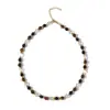Collar de cadena para clavícula de cuentas redondas de mezcla de ojo de tigre, cadena de moda de lujo, cadena versátil de alta gama para mujer