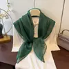 Lenço Quadrado Imitação de Seda Novo Estilo para Viagens, Ambientes com Ar Condicionado, Acessórios Modernos de Proteção para o Pescoço, Lenço de Seda Fino Listrado Dourado, Lenço Quadrado Versátil
