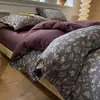 Juego de cuatro piezas de gasa de doble capa estilo botón grado A, funda nórdica y funda de almohada de algodón puro, adecuado para dormitorios de estudiantes, juego de cama de tres piezas