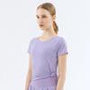 Ningbo Anjiu Nova Roupa Yoga Top Slim-fit Emagrecimento Pescoço Redondo Cool-feeling Breathable Malha Esportes T-shirt de manga curta para Mulheres