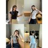 Camiseta de Manga Corta Ajustada de Venta Caliente para Mujer, Nuevo Estilo de Verano, Color Sólido, Top Adelgazante, Camisa Blanca Base Premium de Exportación para Mujer