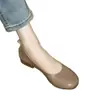 2026 Otoño Nuevos Mocasines Planos Franceses Suaves de Punta Redonda para Mujer Cómodos Suela Suave Slip-on Tacón Bajo Boca Baja Zapatos para Madre