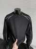 Sudadera Desconstruida con Cuello Redondo Rivet para Hombre, Ropa de Moda Estilo Americano para Primavera y Otoño, Gama Alta, Elegante, Holgada, Chaqueta Pesada