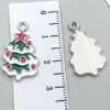 Set Mixto de 20 Esmalte Navideño Aleación K Blanca Accesorios para Joyería DIY: Amuletos para Pulsera de Papá Noel, Muñeco de Nieve, Campana, Reno