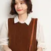 Chaleco de Lana con Cuello Redondo para Mujer Otoño e Invierno 2022 Nuevo Chaleco de Punto de Lana Versátil Estilista Suéter sin Mangas de Moda