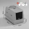 Caixa de Areia para Gatos Totalmente Fechada Anti-Odor de Aço Inoxidável Extra Grande Anti-Salpicos Vaso Sanitário para Filhotes e Gatos Grandes com Tampa Removível