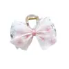 Pinza para el Cabello de Encaje de Loto Estilo Bosque con Lazo Rosa Clip de Garra de Malla de Perlas Estilo Hada para Niñas Accesorio de Cabello Coreano de Alta Gama