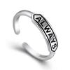 Anillo SIEMPRE de plata lisa estilo coreano para mujer, retro envejecido, plata tailandesa, teñido de negro, anillo de estudiante, joyería al por mayor