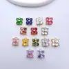 Accesorios para Joyería DIY Cobre Chapado Conserva el Color Zircón Multicolor Flor Pequeña Colgante Doble Collar Pulsera Hechos a Mano Accesorios Venta al Por Mayor