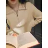 Suéter de Punto Holgado con Cremallera para Mujer 2026 Primavera y Otoño Nuevo Diseño de Nicho Elegante Top de Manga Larga para Mujer