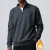 Moletom de Veludo Masculino de Inverno com Zíper na Gola Alta Cor Lisa Cashmere Camisa Base Jaqueta para Homem