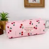 Estuche de Lápices Estudiante Portátil Lindo Cereza Roja Bolsa de Papelería Bolsa de Almacenamiento con Cremallera de Gran Capacidad de Alto Valor