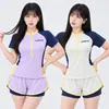 Nuevo traje de baño de dos piezas 2026 para mujer, estilo estudiantil, deportivo, conservador, que oculta el abdomen, adelgazante, adecuado para aguas termales y vacaciones