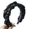 Tiara Plissada de Cetim Preto Estilo Princesa com Strass para Mulheres com Coroa Alta, Elegante e Afina o Rosto, Tiara de Pérola Estrelada