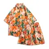 Conjunto de Camisa Floral de Manga Curta e Shorts Masculino Casual Bonito Conjunto de Duas Peças Férias na Praia Top Solto