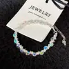 Pulsera de Plata Rota con Bombilla Pequeña y Cuentas de Colores Soñadores para Mujer, Diseño de Nicho de Lujo Ligero, Joyería de Alta Gama, Pulsera de Temperamento Exquisito