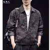 Camisa de manga larga tie-dye retro americana de "falso dos piezas" para hombre, nueva tendencia de otoño, holgada, casual, versátil, prenda exterior