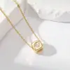 Tendência de Moda Europeia e Americana 2024 Colar com Pingente de Design Quadrado Geométrico Colar com Padrão de Coração e Lua Casual Feminino