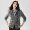 Nuevo cárdigan de cachemir para mujer Otoño 2026 con capucha, cordón y doble cremallera, chaqueta de punto
