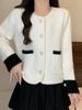 Nuevo cárdigan de punto con terciopelo de imitación de visón para otoño e invierno 2026 para mujer, estilo coreano, suéter corto moderno y elegante