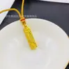 Nuevo Producto 2025 Collar con Colgante Cuadrado de Hielo Triturado de la Fortuna Ladrillo Cuadrado de Oro Macizo Roto Colgante Tejido Retro Venta al por Mayor
