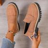 Sapatos de Couro Pequenos Estilo Britânico de Tamanho Grande para Mulheres na Primavera e Outono Nova Moda Combinação de Cores Versátil Casuais com Salto Grosso e Solado Grosso