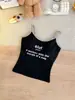 1203# Conjunto de Verão Color Block Estampa de Letras Alça Fina Regata Feminina Puro Desejo Garota Picante Com Bojo Top Costas Bonitas