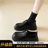 Zapatos de cuero para mujer 2026 modelo nuevo, de suela gruesa, retro, mocasines de moda, estilo británico, negros, zapatos de suela única antideslizantes