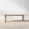 Mesas y Sillas de Exterior, Jardín de Patio de Villa, Mesa Larga de Madera Maciza, Muebles de Ocio para Terraza de Casa Modelo, Mesa de Comedor de Exterior de Diseñador