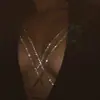 ZIZ Corrente de Corpo Dourada Decorativa Europeia e Americana com Strass Corrente de Peito Joia Corporal Sexy Feminina Corrente Corporal