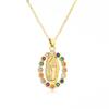 Aogu Venda Quente Transfronteiriça Nicho Personalizado Cobre Banhado a Ouro Zircônia Pingente Maria Colar Moda Joias de Luxo Leve