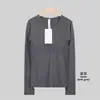 Lulu Mesmo Estilo 1.0 Camiseta Esportiva de Manga Longa para Yoga Secagem Rápida Gola Redonda Yoga Corrida Fitness Slim Fit Top para Mulheres