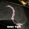 Joyería Pulsera de Piedra Preciosa Gota de Agua de Princesa Austriaca Set de Pulseras de Zirconia Iris Chapadas en Oro de Alta Gama para Banquete